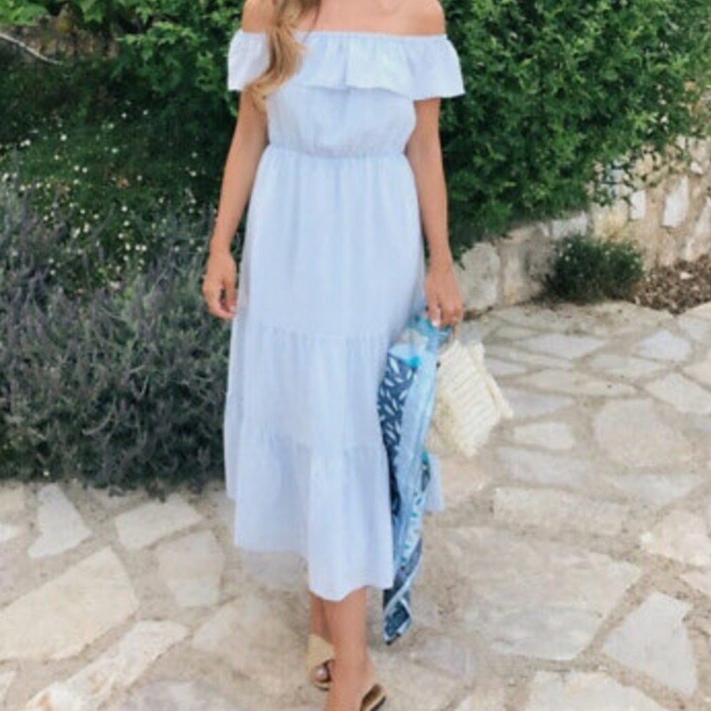 CLUB MONACO Hamisi Floral Silk Off Shoulder Tiered Maxi Midi Dress